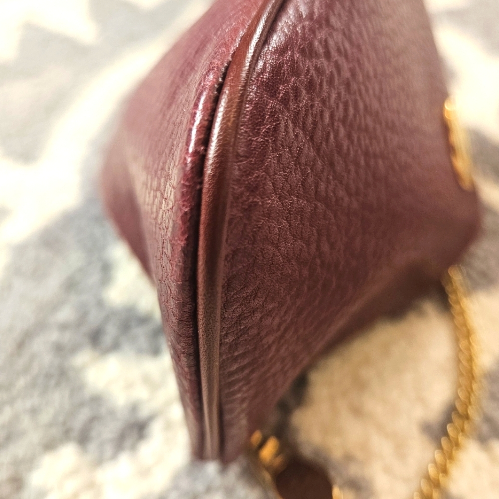 EUC Vintage Must de Cartier Bordeaux Leather Coin Purse Wristlet w/ Chain & Card - Picture 10 of 14